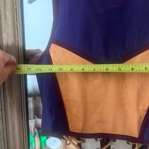 Vintage Moresca Orange and Burgundy Lace-Up lace up renaissance bodice M 1990s - Picture 8 of 9